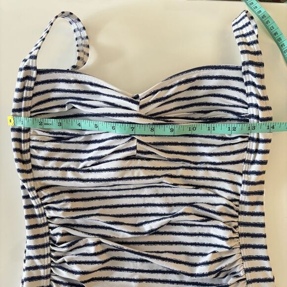 Swimsuit White/Blue Striped Women's 1 Piece - Picture 3 of 6